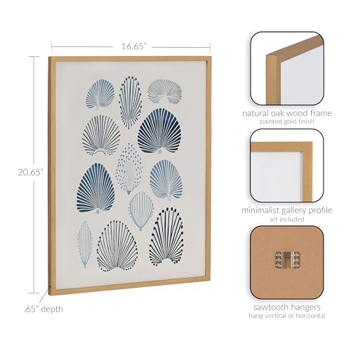 Kate and Laurel Abstract Coastal Blue Coral Framed Wall Art by The Creative Bunch Studio; 16x20 Gold; Modern Soft Beach Art for Wall by Kate and Laurel - Used condition - Image 5