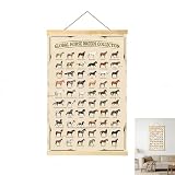 AZY Global Horse Breeds Collection Western Wall Art, Horse Stuff, Equestrian Gifts, Horse Decor for Home, Horse Poster, 15.75x23.62 Inches Vintage Horse Picture with Wooden Hanger