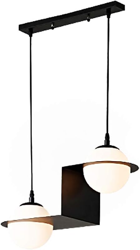 E27 Nordic Creative Step Flat Angle Cream Ball,Simple Art,Living Room Bar Dining Room Bedroom Study Room -Black. 2 Head z Type