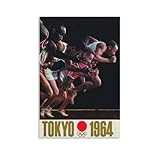 1964年東京オリンピックの公式 ポスター(1) バスルーム ベッドルーム リビング装飾 キャンバス ウォールアート プリント24x36inch(60x90cm)