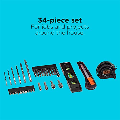 Black+Decker 20V Max Drill & Home Tool Kit, 34 Piece (Bdcd120Va) , Orange #TOP2