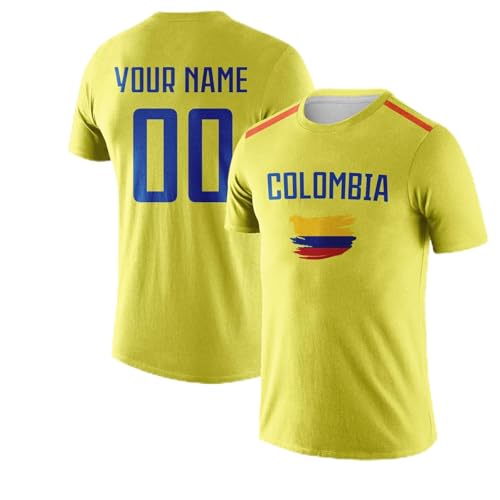 Maillot de Foot personnalisé pour Coupe du Monde 2026 pour Homme Femme Enfant avec nom numéro (Colombie)