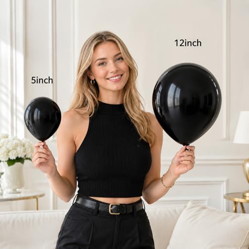 Image of Togvu Black Balloons, 50Pack 5 Inch Small Mini Black Latex Party Balloons for Birthday Party Graduation Halloween Wedding Bachelorette New Year Decorations Supplies