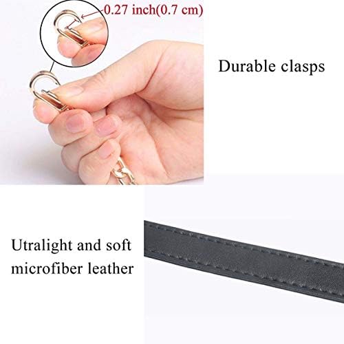 BEAULEGAN Handbag Chain Handles - Microfiber Leather - 60 cm Replacement Strap for Women Bag/Purse, Pack of 2 (Black/Silver)