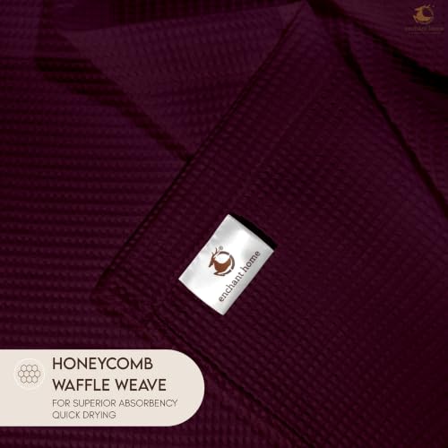 Image of Pure Cotton Waffle Towel | Lightweight | Anti Microbial and Water Absorbent | Soft Touch Quick Drying Bath Towels (Wine, Pack of 1)