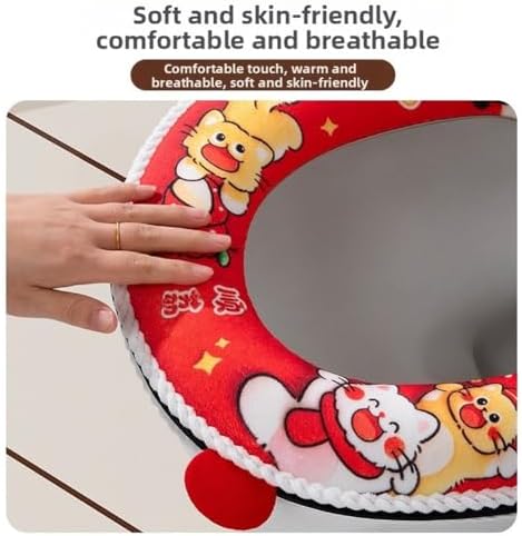 Plush Toilet Seat Cover with Smooth For ZIPper Operation and Sturdy Handle for Standard Toilet Installation (C) - 4