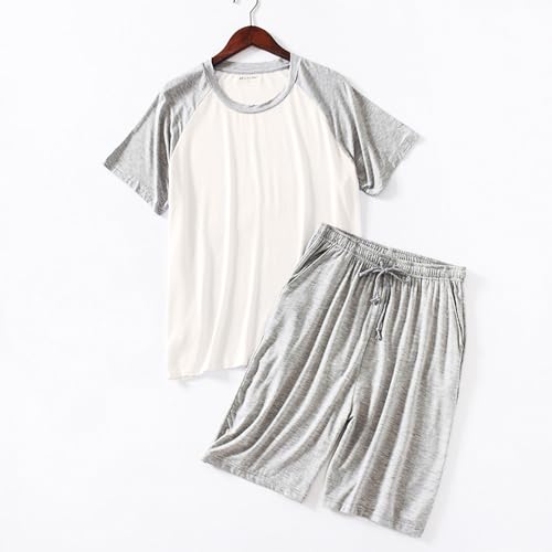 Mens Pajama Set Summer Pjs Sleepwear Nightwear Lightweight Quick Dry Soft Raglan Short Sleeve Tops Shorts Sleep Set4