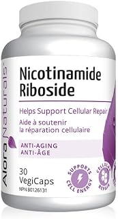 AloraNaturals Nicotinamide Riboside | Coenzyme Q10 (CoQ10) 400 mg Per Serving | Nicotinamide Riboside (NR) 300 mg Per Serving | 30 VegiCaps Per Container (30 Capsules - Pack of 1)