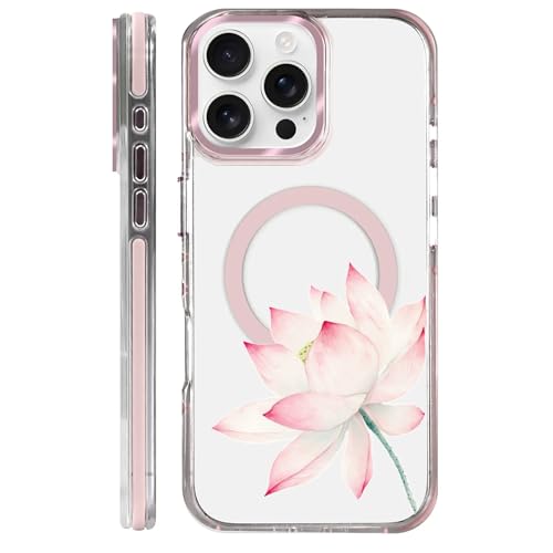 casesok for iPhone 16 Pro Max Case Compatible with Magsafe,Clear Aesthetic Design Cute for Girls Women,Anti-Drop Protective Hard Phone Case for iPhone 16 Pro Max-Lotus Flower by casesok - Used condition - US$13.49