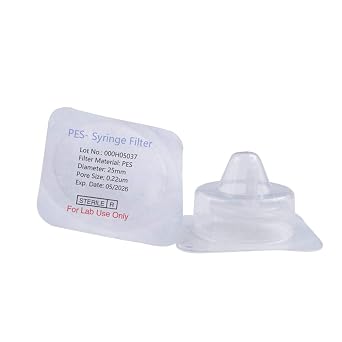 Sterile Syringe Filter PES Hydrophilic Filtration 0.22 um Pore Size, 25 mm Membrane Diameter Sterile PES Membrane Individually Packed 20/pk by Labfil