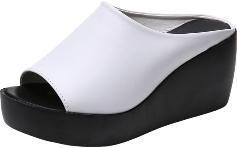 Women’s Roman style slip-on sandals - thick sole and heel, open toe, one-piece flat shoes, suitable for summer outdoor use