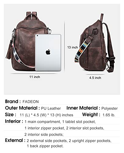 Fadeon Small Backpack Purse For Women, Leather Handbags Designer Cute Roomly Ladies Shoulder Bag With Tassel #TOP2