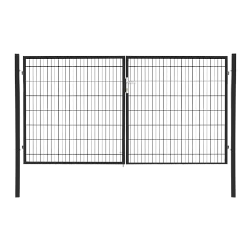 Doppelflügeltor Flügeltor Einfahrtstor Gartentpforte Doppeltor Hoftor Gartentor, Farbe:Anthrazit, Gartenpforte Breite:3x 1.6m