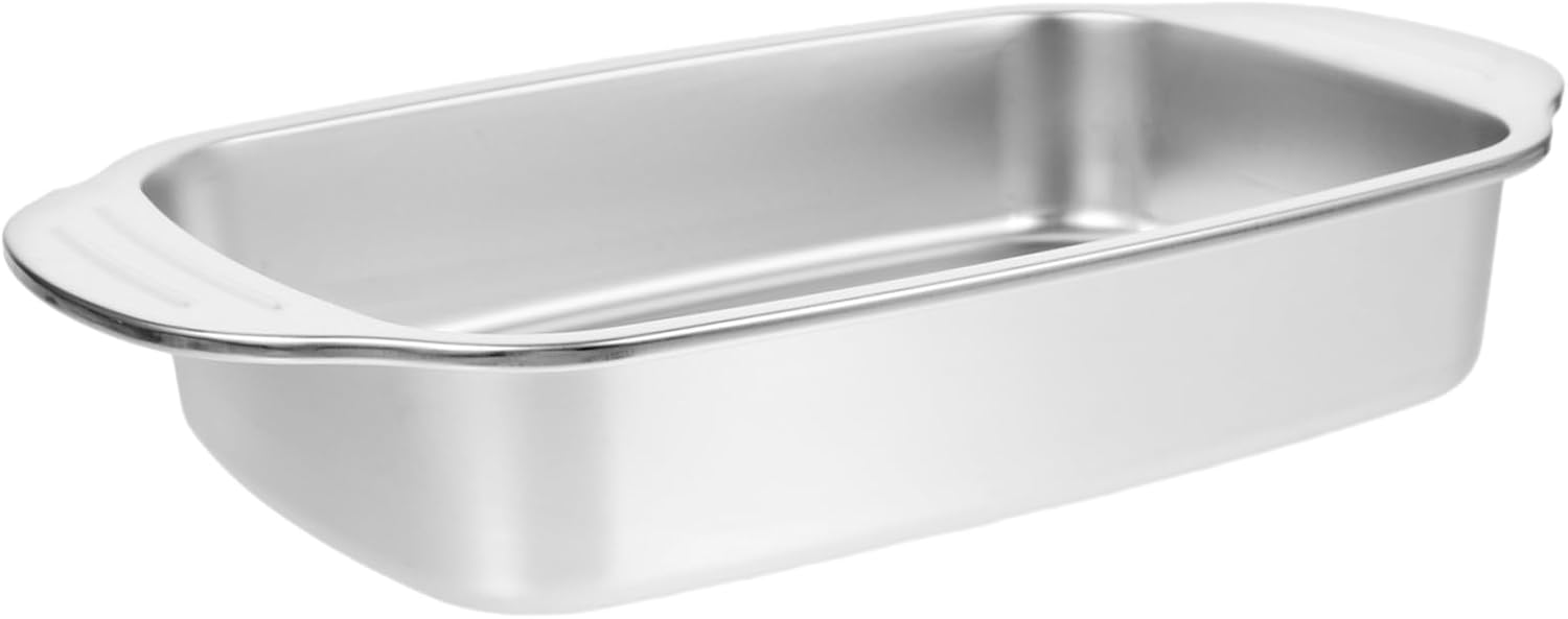 Tofficu 4pcs Stainless Steel Multi-use Roasting Pan for Fish and Seafood Rectangular Tray for Home and Commercial Grills for Lobsters and Banquet Serving