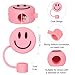 Whaline 6Pcs Smile Face Straw Covers Pink Green Silicone Reusable Round Straw Topper Gradient Color Double Sided Pattern Straws Tips Covers 10mm 0.4 Inch for 30 & 40 OZ Tumbler with Handle