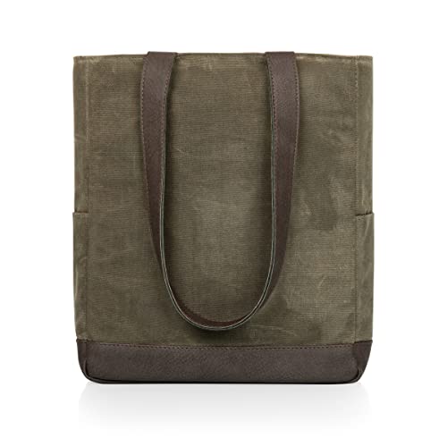 image for Picnic TIME 3 Bottle Insulated Wine Bag, Distressed Waxed Canvas Wine 