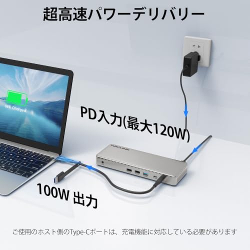 WAVLINK ドッキングステーション トリプルディスプレイ 4K@60Hz SM770搭載 USB-C/USB-A HDMI DisplayPort 変換 100W PD給電 HDMI×3 DP×2 Thunderbolt 5/4/3対応 MacBook Intel M1 M2 M3 M4対応 マルチモニター