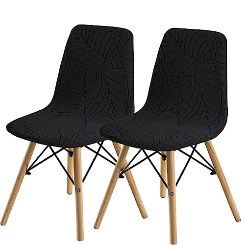 SHENGYIJING Pack de 2/4/6 Fundas Decorativas para Sillas de Comedor Nordicas Adjustables, Lavable, Elasticas para Banquetes Cocina Hogar(Negro)