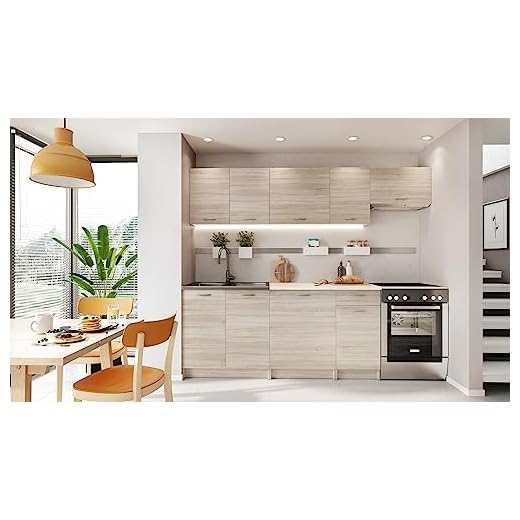 Genérico Muebles de Cocina Completa Color Madera Sonoma 180 y 240 cms Encimera incluida ref-30