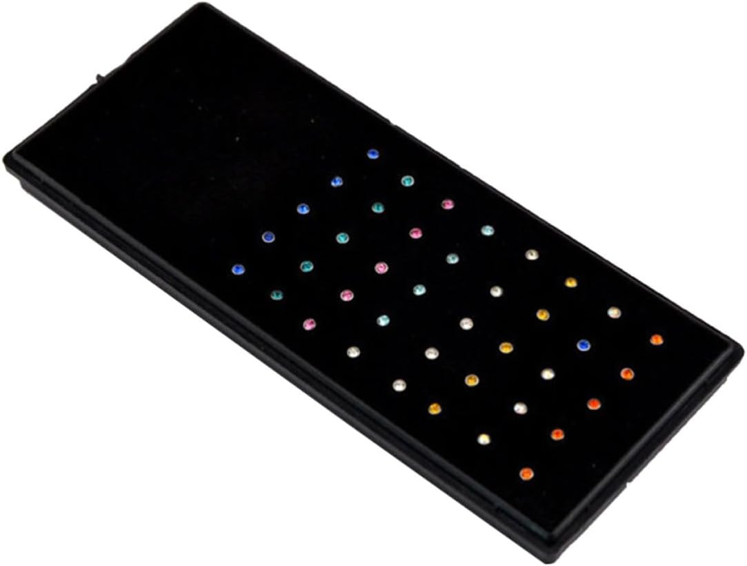 40pcs Surgical Steel Nose Studs with Embedded Gemstones