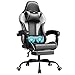 JUMMICO Chaise Gaming Ergonomique, Chaise de Bureau avec Fonction Massage, Fauteuil Gaming avec Repose-Pieds, 150 kg, Blanc