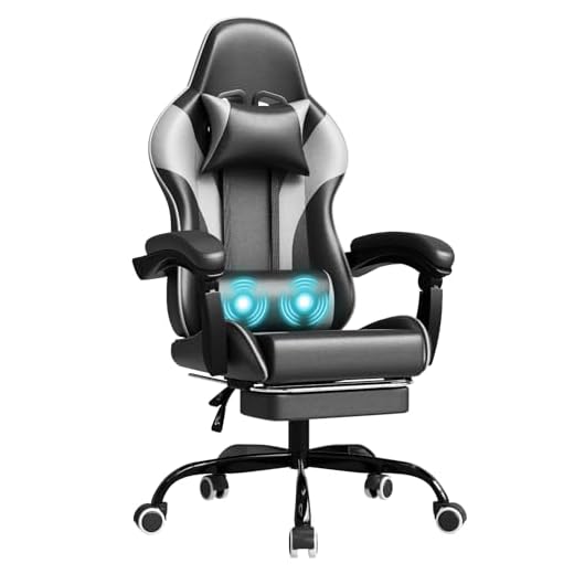 JUMMICO Chaise Gaming Ergonomique, Chaise de Bureau avec Fonction Massage, Fauteuil Gaming avec Repose-Pieds, 150 kg, Blanc