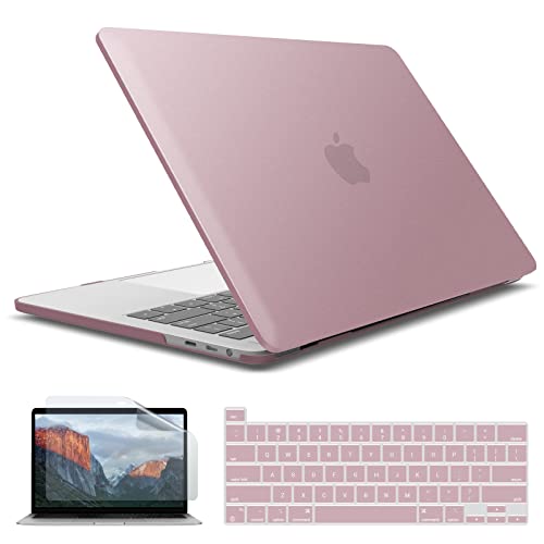IBENZER Compatible with 2025 2024 M2 MacBook Pro 13 Inch Case 2025-2016 M1 A2338 A2289 A2251 A2159 A1989 A1706 A1708, Hardshell Case&Keyboard Cover&Screen Film for MacPro 13, Rose Gold, T13MPK+2A