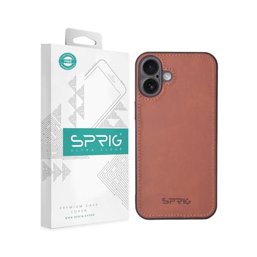 Image of SPRIG Compatible with iPhone 16 Premium PrimeMatte (Matte Leather TPU) Back Cover Drop Tested Shock Proof Mobile Case for Men, Women, Boys and Girls with Camera Protection (Brown)