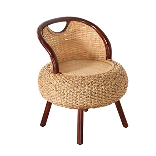 Wooden Rattan Chairs, Portable Rattan Backrest Chair For Bedroom, Lounge Seat, Natural Rattan Patio Dining Chairs, For Indoor Outdoor (Color : Walnut, Size : 50 * 58Cm) #TOP27