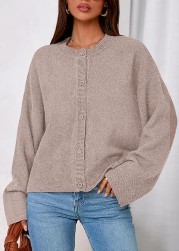 KIRUNDO Cardigan Sweaters for Women 2026 Fall Oversized Puff Long Sleeve Button Up Casual Spring Chunky Vacation Outfits(Beige, XX-Large) — view 5