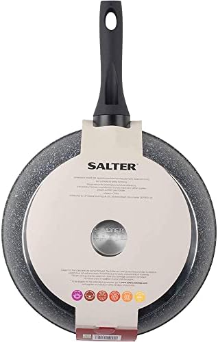 Salter BW06524 Frying Pan, Non-Stick Forged Aluminium Cooking Pan, Induction Suitable, Corrosion-Resistant, Dishwasher & Metal Utensil Safe, Soft-Touch Handle, Megastone Collection, Silver/Black, 30cm