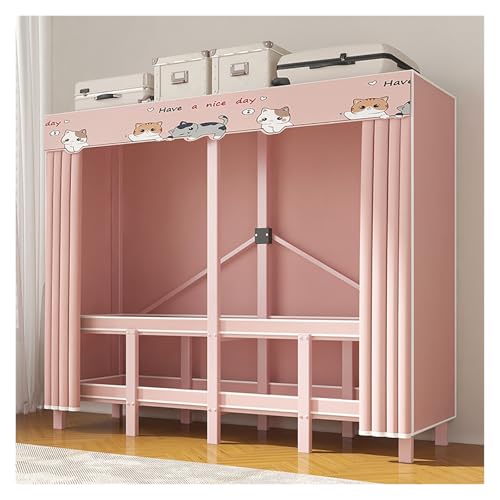Armario De Tela Portátil, Closet Organizador Plegable Para Ropa Ropero, Armarios Dormitorio, Guardarropa Con Barras De Colgar, Para Dormitorio, Sala De Estar(Pink1,145cm/57.1inch)