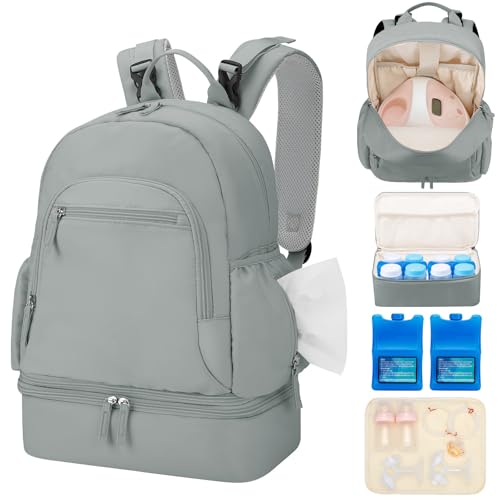 Image of Breast Pump Backpack Fit for Spectra S1/S2 with Removable Cooler Compartment, Breast Pump Bag Fit Pump Accessories for Working & Nursing Moms, Breast Milk Cooler Bag for Travel and Family Use Grey