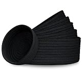 Small Shelf Storage Baskets for Organizing, 6 Pack Round Cotton Rope Bins, Decorative and Cute Woven Baskets for Bedroom and Closet, Key Tray Bowl, Home Decor Countertop Organizer (Black)