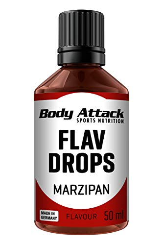 Body Attack Flav Drops®, 2 x 50 ml, Marzipan, Aromatropfen für Lebensmittel, zuckerfreie Flavour Drops ohne Kalorien, vegan & Qualität Made in Germany