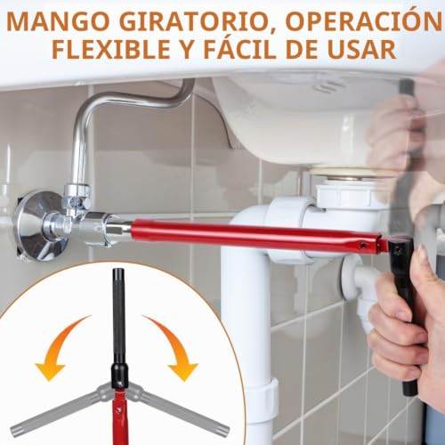 Miniatura 5 de Flintronic Llave Grifo Fregadero, Llave Tuerca Grifo, Herramienta De Instalación De Grifos 8-12 Mm, Llave Apretar Grifo Fregadero, Para La Instalación Y Reparación De Bajantes, Fregaderos, Rojo
