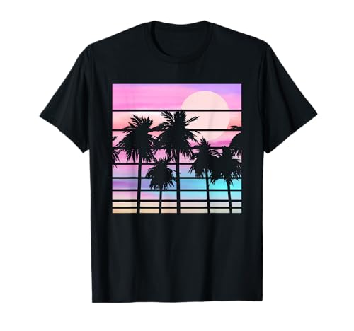 Retro Palm Trees Sunset Beach Vibes Tropical Summer T-Shirt