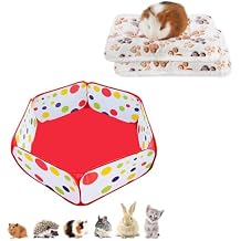 Amakunft 2 Pcs Guinea Pig Bed Mat Washable, Rabbit Winter Bed Pad for Indoor & Portable Small Animals Playpen, Outdoor/Indoor Pop Open Pet Exercise Fence, Guinea Pig Accessories Metal Wire Yard Fence