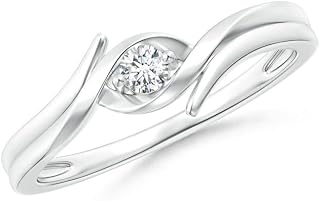 Lab-Grown Solitaire Round Diamond Ribbon Bypass Ring in 14K White Gold for Women (Size-2.7mm) | April Birthstone | Birthday, Engagement, Wedding, Anniversary Jewelry Gift for Women