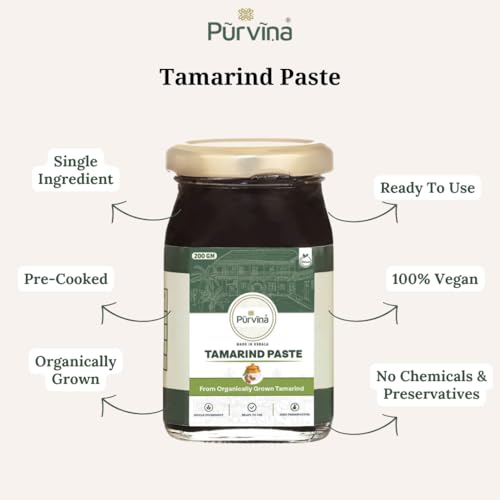 Image of Purvina Pre-Cooked Tamarind Paste - 200 gm (Pack of 2) | No Preservatives| Single Ingredient | Reusable Glass Bottles | Sustainable Packaging
