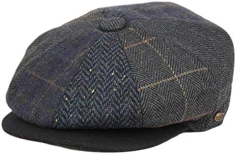 Hombres de lana Newsboy Cabbies Otoño Invierno Clásico Patchwork Plaid Apple Cap Golf Sombrero Multicolor