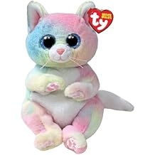 Ty Beanie Bellies Jenny The Multicoloured Kitten with Glitter Blue Eyes, Original Plush Animals with Soft Belly 20 cm T41291