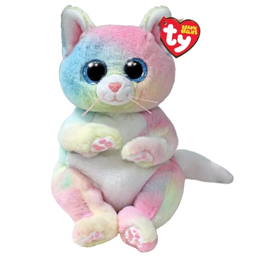 Ty Beanie Bellies &ndash; Jenny The Multicoloured Kitten with Glitter Blue Eyes, Original Plush Animals...