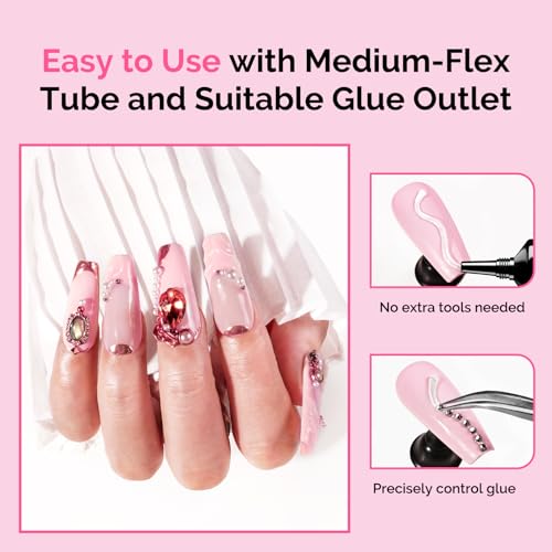 Image of MelodySusie 2Pcs Nail Rhinestone Glue for Nails Super Strong Gel for Nail Charms Gems 3D Nail Gel UV Nail Glue for Nail Art Design Nail Chrome Powder