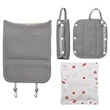 ランドセル用背あて ショルダーパッド セット 肩パッド ベルトカバー 保冷剤ポケット付き 汗ムレ 負担軽減 通気性 シンプル 小学生 男の子 女の子 ポケット ランドセル 新学期グッズ 入学 通学 プレゼント 入学祝い hugmuu (Gray（保冷剤付き）)