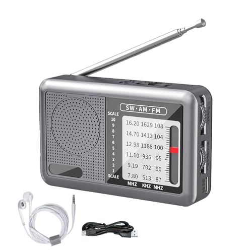 UKW MW Radio | Tischradio Mit Kopfhöreranschluss - Wiederaufladbarer Akku & Kurzwellenempfänger Für Senioren, Zuhause, Reisen Und Outdoor