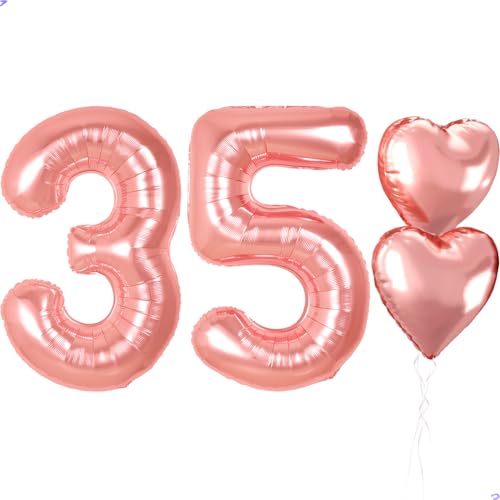 40 inch Rose Gold Birthday Balloons for Women, Number 35 53 Balloon Happy Birthday Decorations for Women Rose Gold Woman 35th 53th Birthay Party Decorations Balloon for Her Hotel Room Wall Decor