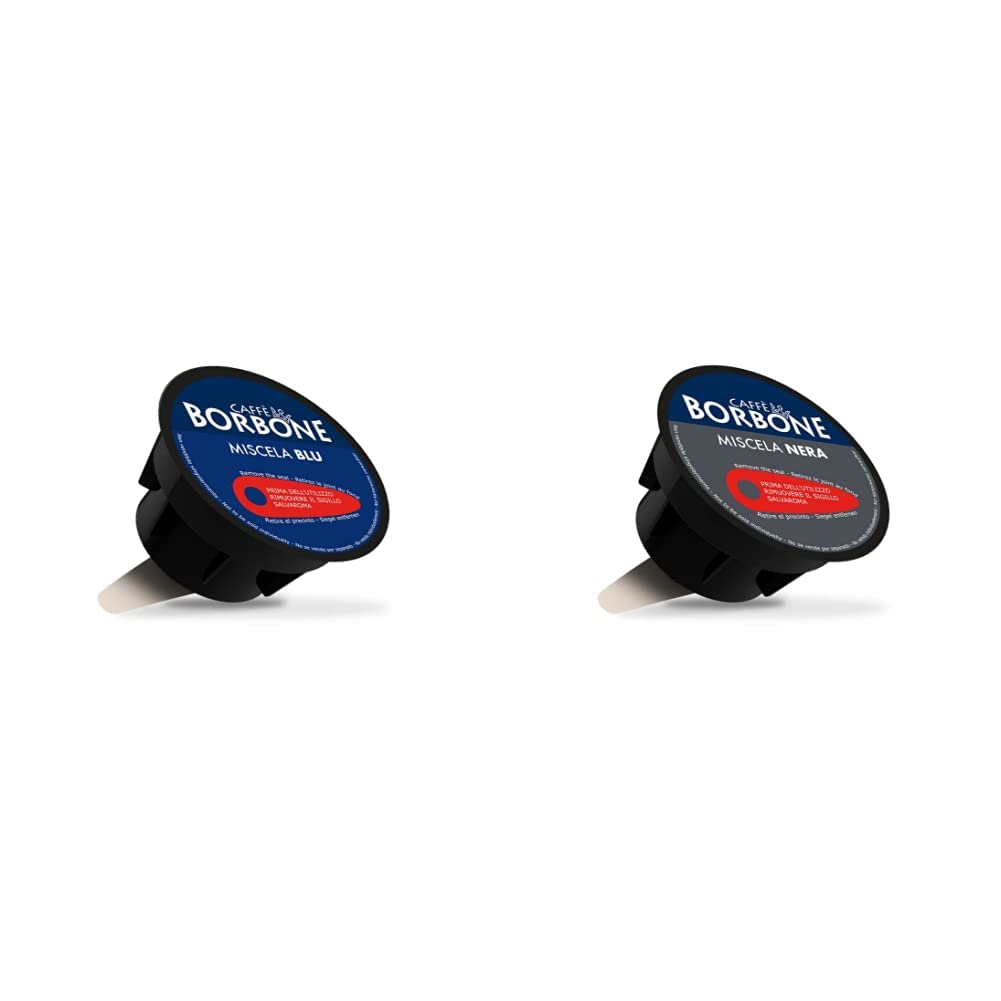 Caffè Borbone Café Mezcla Azul - 90 cápsulas (6 paquetes de 15) - Compatibles con las Cafeteras Nescafé®* Dolce Gusto®* & Caffè Borbone Café Mezcla Negra - 90 cápsulas (6 paquetes de 15)