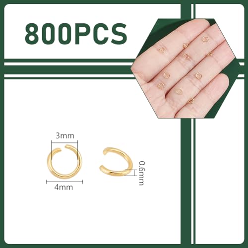 Miniatura 3 de Unicraftale 800pcs 4mm Anillos De Salto De Acero Inoxidable Dorado Anillos De Salto Abiertos Conector Resultados De Joyería Para Fabricación De Joyas Y Proyectos Artesanales Y Reparación De Collar
