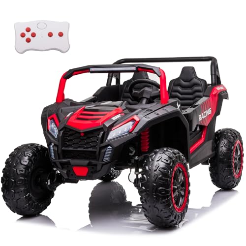 Luibas 2025 XXL 24V 10Ah Kids Ride On Toys for Big Kids,2 Seater Battery Powered Electric Vehicle with Remote Control, EVA Rubber Tires, Electric Car for Kids to Drive, Ride on Truck Max 220lbs, Red